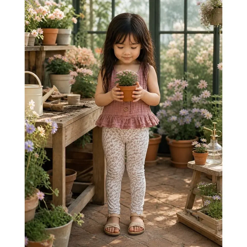 Jamie Kay Organic Dusty Mauve Peplum + Floral Leggings 3/4